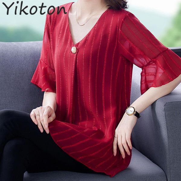 women's blouses & shirts 2021 summer blouse shirt fashion short sleeve ladies loose chiffon dress v-neck casual plus size 5xl blusas c, White
women's blouses & shirts 2021 summer blouse shirt fashion short sleeve ladies loose chiffon dress v-neck casual plus size 5xl blusas c, White