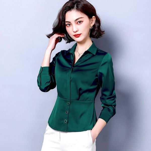 women's blouses & shirts autumn 2021 imitation silk shirt elegant office lady blouse women solid color loose female long sleeve q624, White
women's blouses & shirts autumn 2021 imitation silk shirt elegant office lady blouse women solid color loose female long sleeve q624, White