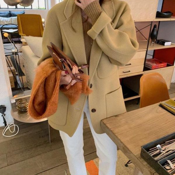 korean woolen suit collar blazer woman nordic long sleeve single-breasted loose coat ladies simple solid slim women women's suits & bla, White;black
korean woolen suit collar blazer woman nordic long sleeve single-breasted loose coat ladies simple solid slim women women's suits & bla, White;black