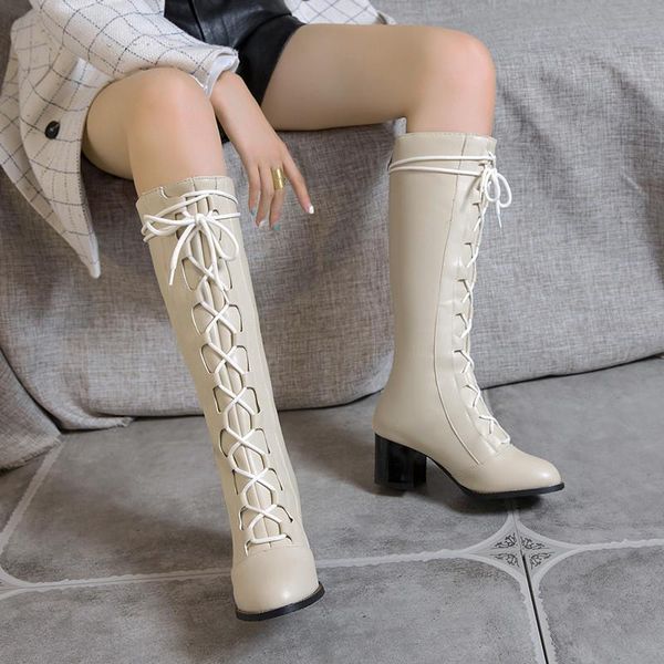 boots fashion cross strap design block high heels shoes winter women beige black knee long riding
boots fashion cross strap design block high heels shoes winter women beige black knee long riding