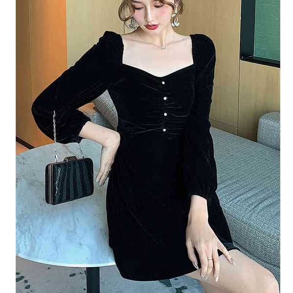 vintage velvet square collar dress long sleeve autumn high waist mini solid color black women 76f 210420, Black;gray
vintage velvet square collar dress long sleeve autumn high waist mini solid color black women 76f 210420, Black;gray