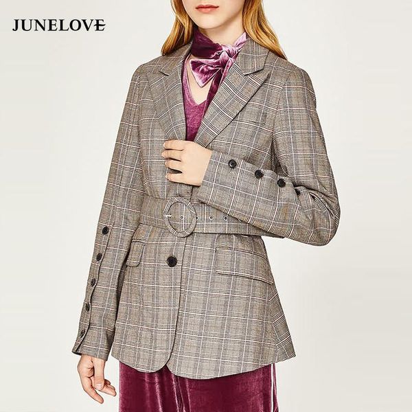 women's jackets junelove women winter long sleeve vintage coat casual female belt plaid coats turn-down collar single breasted korean o, Black;brown 
women's jackets junelove women winter long sleeve vintage coat casual female belt plaid coats turn-down collar single breasted korean o, Black;brown