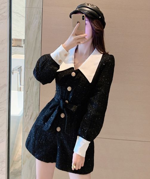 autumn jumpsuit women single-breasted long sleeve tweed playsuits shorts rompers pacthwork black streetwear 210514, Black;white
autumn jumpsuit women single-breasted long sleeve tweed playsuits shorts rompers pacthwork black streetwear 210514, Black;white
