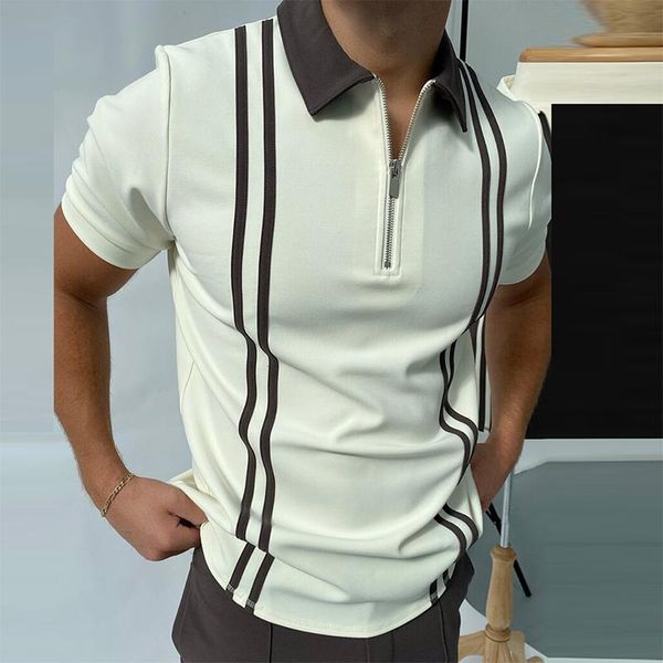 men's polos fashion patchwork men short sleeve shirts casual turn-down collar zipper design 2021 summer harajuku mens' streetwear, White;black
men's polos fashion patchwork men short sleeve shirts casual turn-down collar zipper design 2021 summer harajuku mens' streetwear, White;black