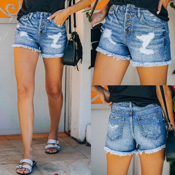 women's jeans women casual ripped hole straight washed buttons high waist distressed cotton pocket summer denim shorts, Blue
women's jeans women casual ripped hole straight washed buttons high waist distressed cotton pocket summer denim shorts, Blue