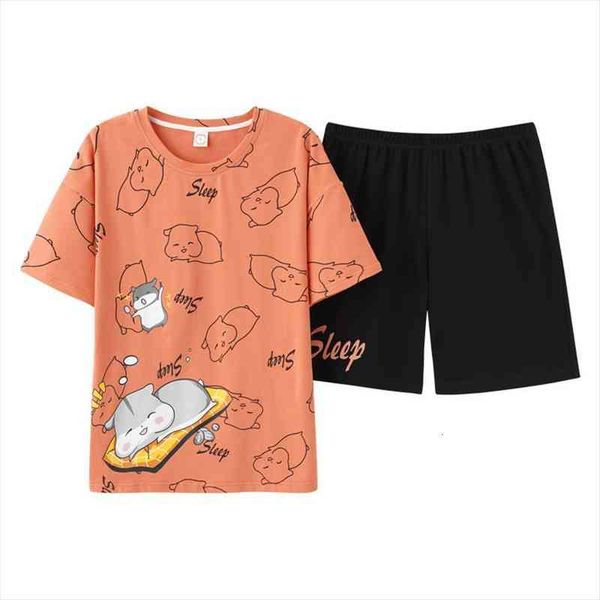 100% cotton summer womens pajamas simple cute cat sleepwear round neck short sleeve shorts pockets home service, Black;red
100% cotton summer womens pajamas simple cute cat sleepwear round neck short sleeve shorts pockets home service, Black;red