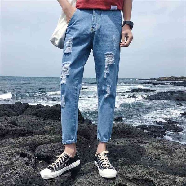 men's jeans wholesale spring autumn boys teenagers male korean feet men's trousers jeans ripped hole loose handsome cow pencil pa, Blue
men's jeans wholesale spring autumn boys teenagers male korean feet men's trousers jeans ripped hole loose handsome cow pencil pa, Blue