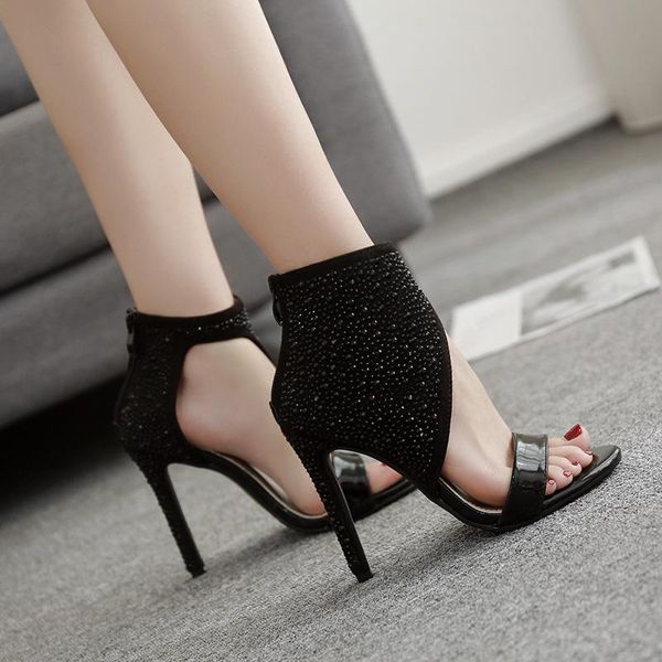 classics fashion zip solid women sandals ankle wrap peep toe super high shoes thin heels cover heel ladies, Black
classics fashion zip solid women sandals ankle wrap peep toe super high shoes thin heels cover heel ladies, Black