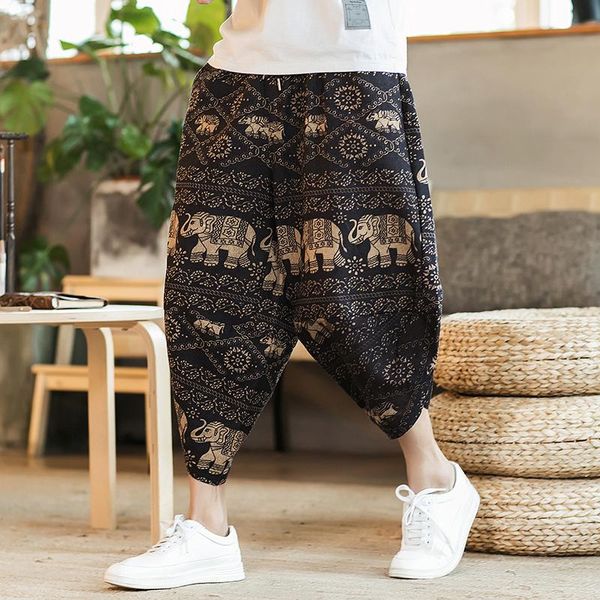 men's pants linen beach loose thai wide leg capris chinese style cotton casual radish, Black
men's pants linen beach loose thai wide leg capris chinese style cotton casual radish, Black