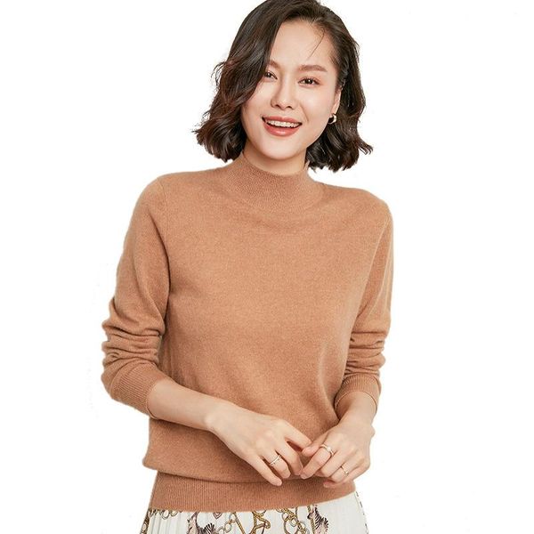 women's sweaters fall 2021 brown sweater for women loose external wear half high collar slim knitting ladies winter, White;black
women's sweaters fall 2021 brown sweater for women loose external wear half high collar slim knitting ladies winter, White;black