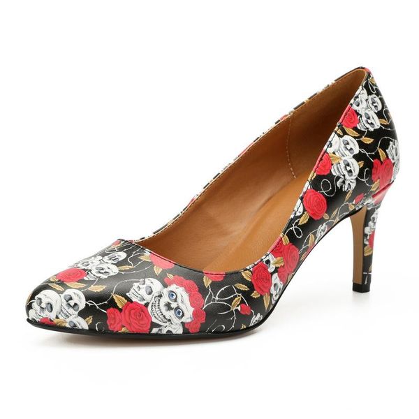 dress shoes fashion women pumps 8cm thin high heels party pu slip on pointed toe classics flowers printing, Black
dress shoes fashion women pumps 8cm thin high heels party pu slip on pointed toe classics flowers printing, Black