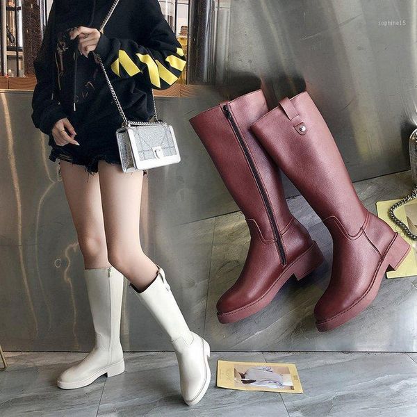 round toe retro sewing women knee high boots zipper metal decoration low square heel autumn winter party ladies shoes1, Black
round toe retro sewing women knee high boots zipper metal decoration low square heel autumn winter party ladies shoes1, Black