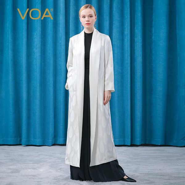 women's trench coats voa heavyweight silk jacquard milk white style scarf collar contrast arch needle straight tube loose long windbrea, Tan;black
women's trench coats voa heavyweight silk jacquard milk white style scarf collar contrast arch needle straight tube loose long windbrea, Tan;black