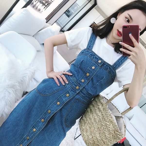 Vintage Women Strap Denim Dress Female Single-breasted Sundress Pockets Slim Waist Backless Bodycon Slip Jeans Dresses 2021, Denim blue
Vintage Women Strap Denim Dress Female Single-breasted Sundress Pockets Slim Waist Backless Bodycon Slip Jeans Dresses 2021, Denim blue