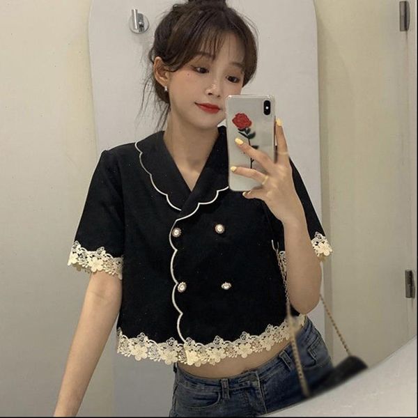 french style v neck women blouses black elegant summer short sleeve retro shirt, White
french style v neck women blouses black elegant summer short sleeve retro shirt, White