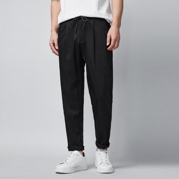 men's pants hengqi 2021 spring small straight middle waist casual elastic capris 9119, Black
men's pants hengqi 2021 spring small straight middle waist casual elastic capris 9119, Black
