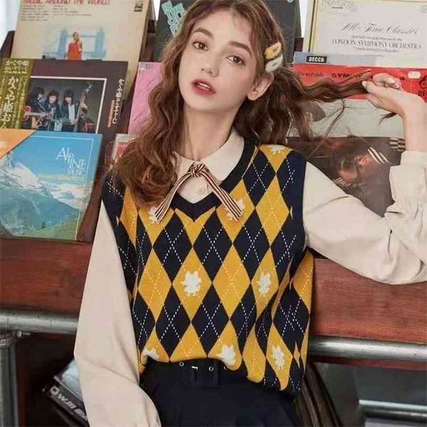 spring and autumn college style wild shirt female foreign korean version of the contrast color knitted vest 210427, Black;white
spring and autumn college style wild shirt female foreign korean version of the contrast color knitted vest 210427, Black;white
