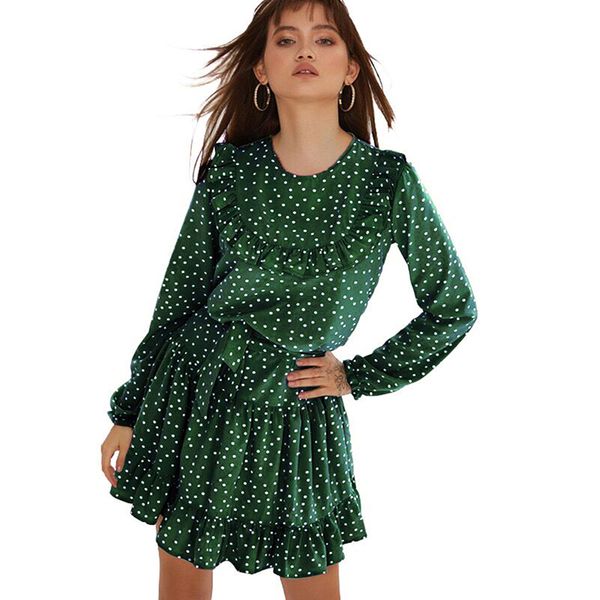 cvyataya ladies dot print ruffles sashes a line dress women fashion back keyhole o neck long sleeves mini 2021 autumn dresses, Black;gray
cvyataya ladies dot print ruffles sashes a line dress women fashion back keyhole o neck long sleeves mini 2021 autumn dresses, Black;gray