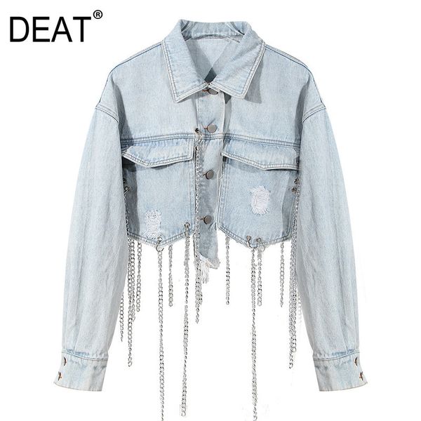 spring and summer fashion casual loose thin lapel long sleeve chain decoration short denim jacket women's sh740 210421, Black;brown
spring and summer fashion casual loose thin lapel long sleeve chain decoration short denim jacket women's sh740 210421, Black;brown