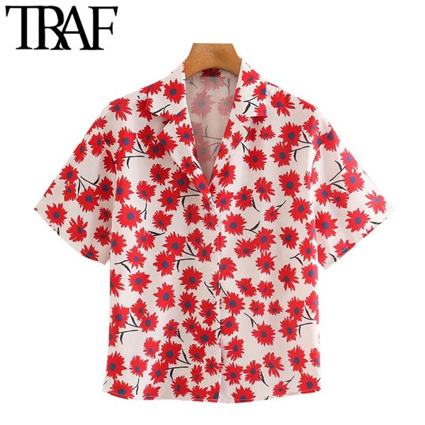 traf women fashion floral print button-up blouses vintage lapel collar short sleeve loose female shirts chic 210415, White
traf women fashion floral print button-up blouses vintage lapel collar short sleeve loose female shirts chic 210415, White