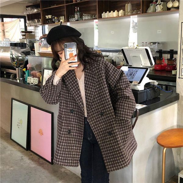 women's wool & blends woman woolen coat add cotton warm jacket women autumn winter blazer loose fashion outwear plus size lattice overc, Black
women's wool & blends woman woolen coat add cotton warm jacket women autumn winter blazer loose fashion outwear plus size lattice overc, Black