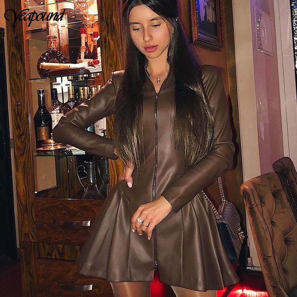 casual dresses faux leather dress women club long sleeve bodycon party vintage pleated tunic zipper up vestidos, Black;gray
casual dresses faux leather dress women club long sleeve bodycon party vintage pleated tunic zipper up vestidos, Black;gray