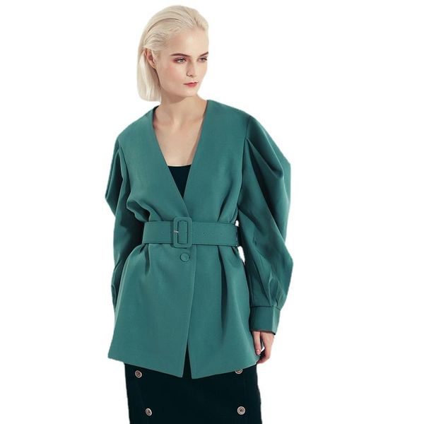 women's suits & blazers retro batwing sleeves jacket 2021 fall solid color mid-length v-neck loose belt green coat high street elegant, White;black
women's suits & blazers retro batwing sleeves jacket 2021 fall solid color mid-length v-neck loose belt green coat high street elegant, White;black