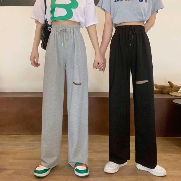 women's pants & capris summer grey sports wear 2021 straight leisure with high waist and wide legs, Black;white
women's pants & capris summer grey sports wear 2021 straight leisure with high waist and wide legs, Black;white