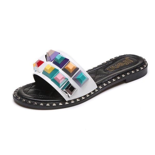 slippers 2021 fashion summer woman candy-colored wild flat flip open toe rivet beach sandals women shoes, Black
slippers 2021 fashion summer woman candy-colored wild flat flip open toe rivet beach sandals women shoes, Black