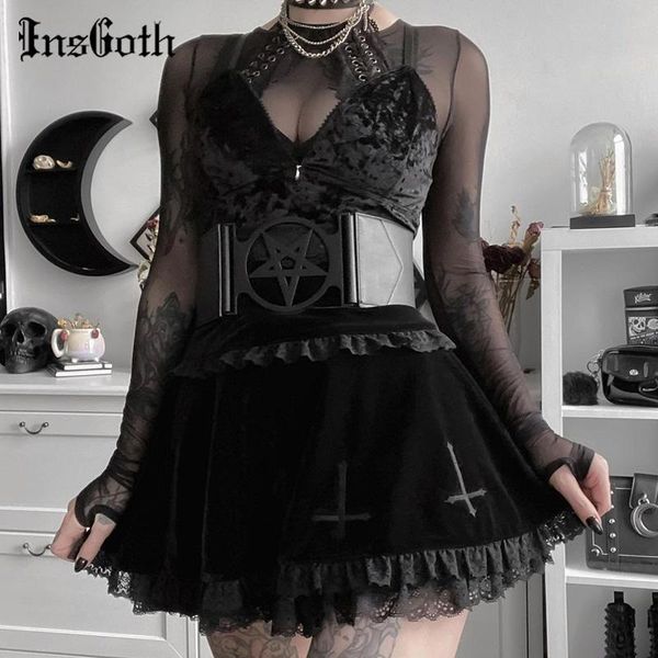 skirts insgoth gothic lace trim black mini dress goth vintage velvet high waist a line punk grunge pleated women
skirts insgoth gothic lace trim black mini dress goth vintage velvet high waist a line punk grunge pleated women