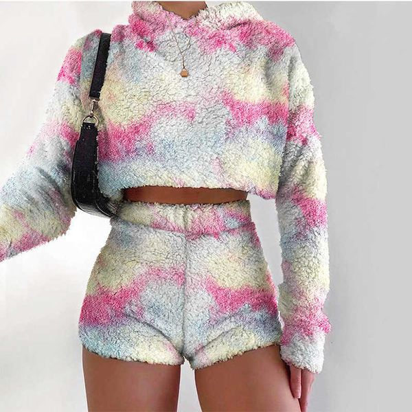 women's two piece pants casual tracksuit hooded sweatshirt tie dye print slim plush set women winter fashion flannel short suit h26o, White
women's two piece pants casual tracksuit hooded sweatshirt tie dye print slim plush set women winter fashion flannel short suit h26o, White