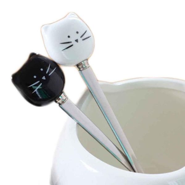 spoons 1pc black and white cat stainless steel spoon cute cartoon porcelain handle
spoons 1pc black and white cat stainless steel spoon cute cartoon porcelain handle
