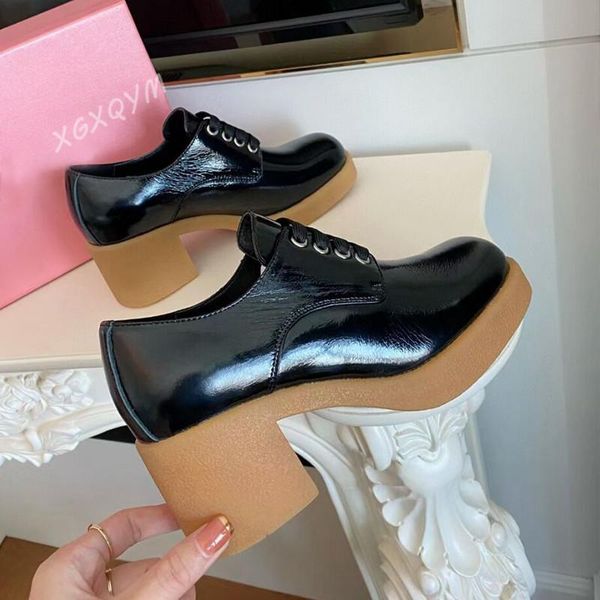 dress shoes square toe oxfords heel casual women glossy leather patent loafers british style, Black
dress shoes square toe oxfords heel casual women glossy leather patent loafers british style, Black