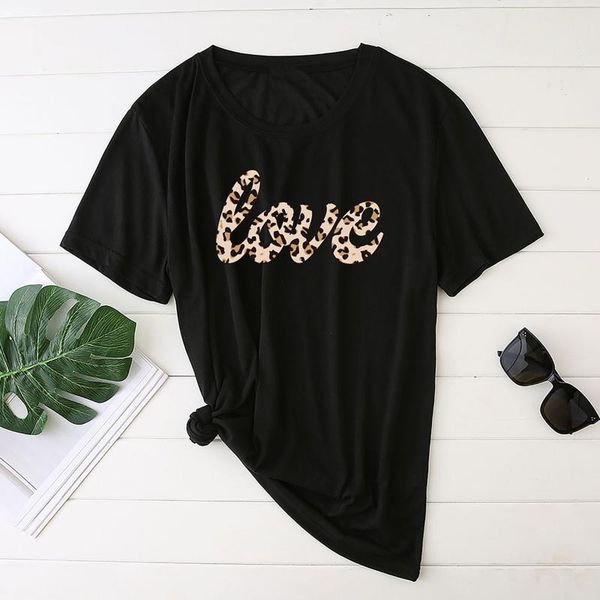 aesthetic woman tshirts women love letter print short sleeve round neck fashion loose ladies mujer camisetas femme t-shirts women's t-, White