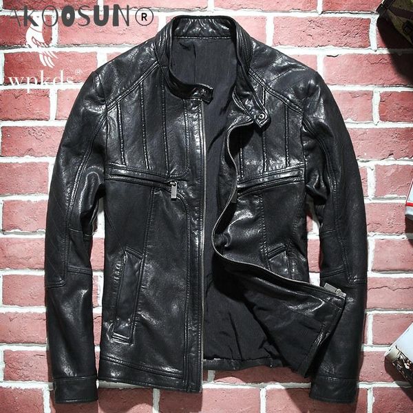 men's leather & faux akoosun sheepskin coat real genuine jacket men motorcycle biker vintage jackets wp4002x kj4123, Black
men's leather & faux akoosun sheepskin coat real genuine jacket men motorcycle biker vintage jackets wp4002x kj4123, Black