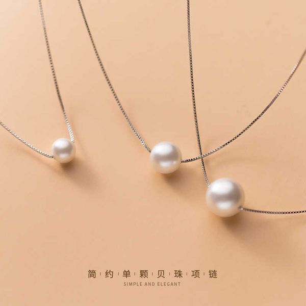 eloge s925 sier temperament single shell bead synthetic pearl necklace korean lady small clavicle chain d7461, Silver
eloge s925 sier temperament single shell bead synthetic pearl necklace korean lady small clavicle chain d7461, Silver