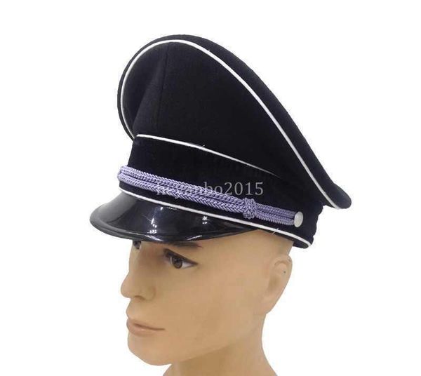 wide brim hats military wwii german elite officer hat cap black full size, Blue;gray