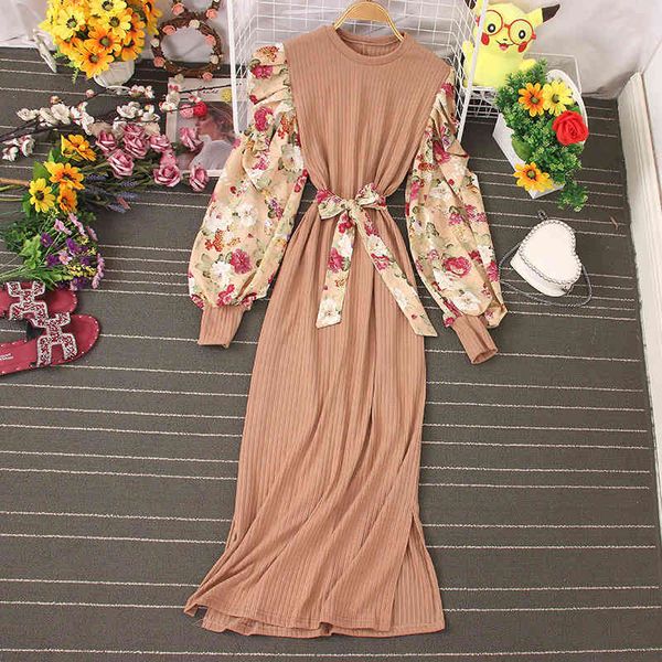 dresses vintage women's dress autumn floral printed long sleeve patchwork knitted dresses with sashes female new fashion vestidos, Black;gray
dresses vintage women's dress autumn floral printed long sleeve patchwork knitted dresses with sashes female new fashion vestidos, Black;gray