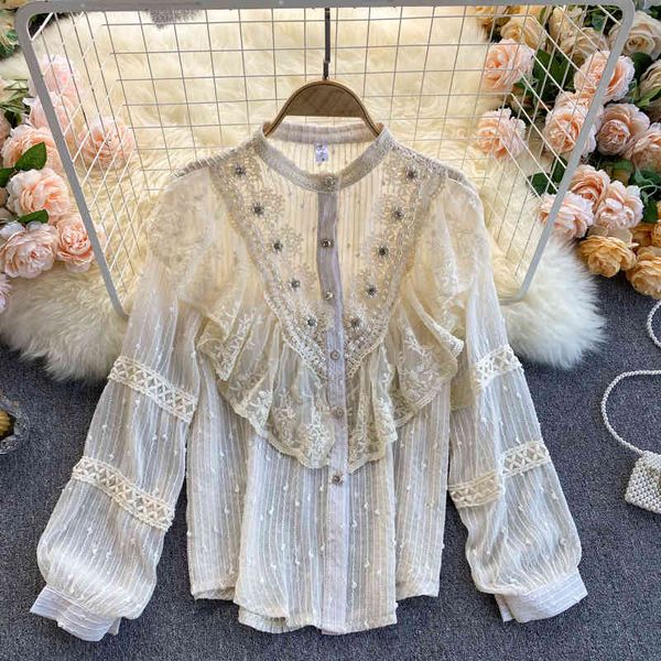 women's knits & tees 2021 spring fashion women round collar lace long sleeve ruffled elegant shirt blusas mujer blouse clothi, White
women's knits & tees 2021 spring fashion women round collar lace long sleeve ruffled elegant shirt blusas mujer blouse clothi, White