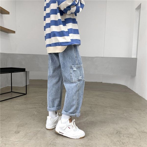 jeans korean wide-leg men's fashion casual retro pocket jeans men streetwear loose hip-hop ripped straight denim trousers mens, Blue
jeans korean wide-leg men's fashion casual retro pocket jeans men streetwear loose hip-hop ripped straight denim trousers mens, Blue