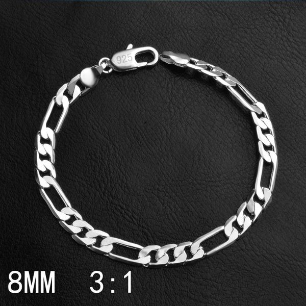 link, chain bracelet for men 8mm, three rooms and one men's silver plated bracelet, foreign fashion accessories valentines day gift, Black
link, chain bracelet for men 8mm, three rooms and one men's silver plated bracelet, foreign fashion accessories valentines day gift, Black