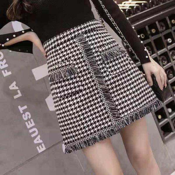 skirts fashion trend of women's tweed wool houndstooth mini skirt elegant plaid a line short tassels teen girls with pockets, Black
skirts fashion trend of women's tweed wool houndstooth mini skirt elegant plaid a line short tassels teen girls with pockets, Black