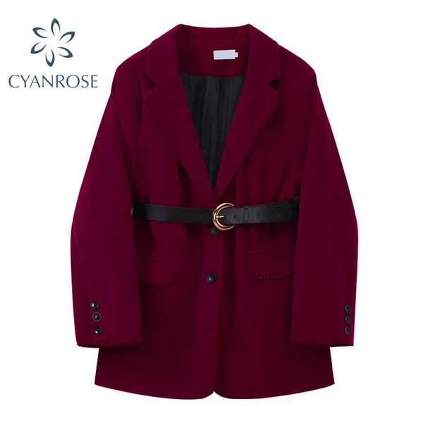 chic high waist belt slim red women's blazer vintage party elegant v neck korean coat jacket ladies ol stylish loose outwear 210417, Black;brown
chic high waist belt slim red women's blazer vintage party elegant v neck korean coat jacket ladies ol stylish loose outwear 210417, Black;brown