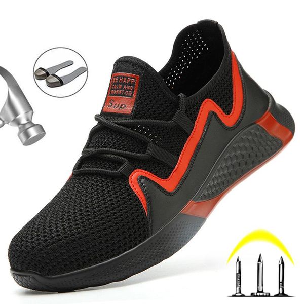 boots lightweight men's safety shoes work steel toe puncture-proof sneakers men indestructible, Black 
boots lightweight men's safety shoes work steel toe puncture-proof sneakers men indestructible, Black