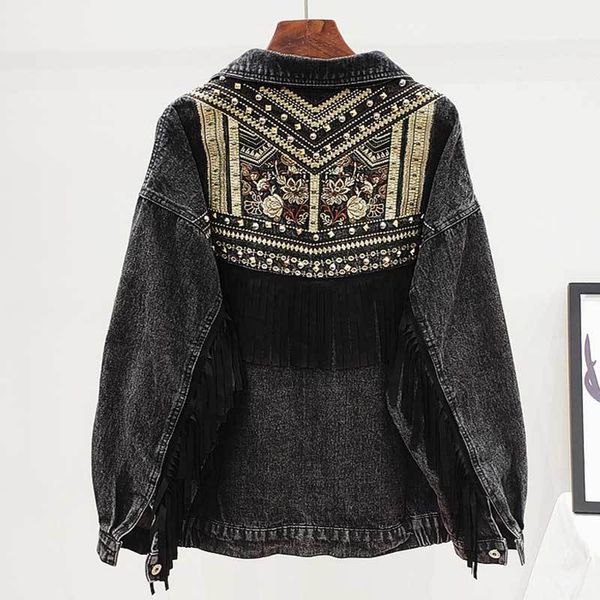 inspired fringe denim jacket for women embroidery rivet long sleeve casual jacket women autumn winter jacket coat outwear 210412, Black;brown
inspired fringe denim jacket for women embroidery rivet long sleeve casual jacket women autumn winter jacket coat outwear 210412, Black;brown