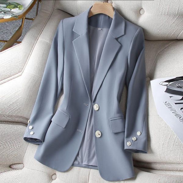 women's suits & blazers suit jacket autumn 2021 korean style loose casual two-button light blue small blazer women, White;black
women's suits & blazers suit jacket autumn 2021 korean style loose casual two-button light blue small blazer women, White;black