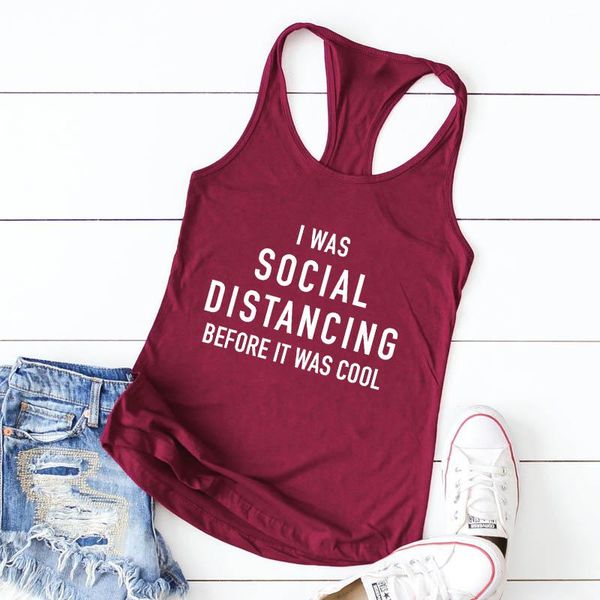 women's tanks & camis funny women sleeveless introvert stay home workout clothing i was social distancing before it cool tank, White
women's tanks & camis funny women sleeveless introvert stay home workout clothing i was social distancing before it cool tank, White