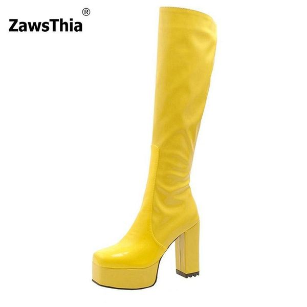 boots zawsthia winter patent pu leather yellow fuschia green blue block high heels platform stripper knee women, Black
boots zawsthia winter patent pu leather yellow fuschia green blue block high heels platform stripper knee women, Black