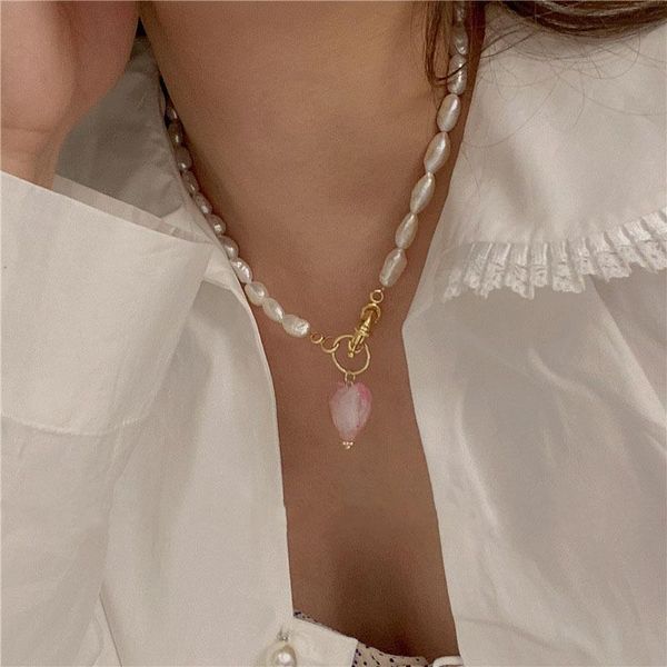 pendant necklaces minar vintage pink color love heart necklace for women girl irregular baroque pearl chain chokers wholesale, Silver
pendant necklaces minar vintage pink color love heart necklace for women girl irregular baroque pearl chain chokers wholesale, Silver