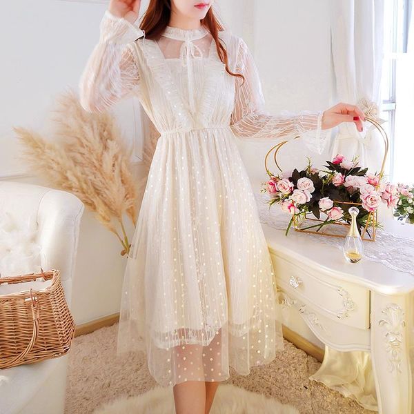 autumn spring lace long dress women one-piece fairy mesh dresses korean sequined petal sleeve sweet solid 2021 casual, Black;gray
autumn spring lace long dress women one-piece fairy mesh dresses korean sequined petal sleeve sweet solid 2021 casual, Black;gray